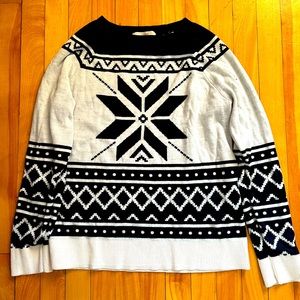 Blue and white snowflake fair isle sweater
